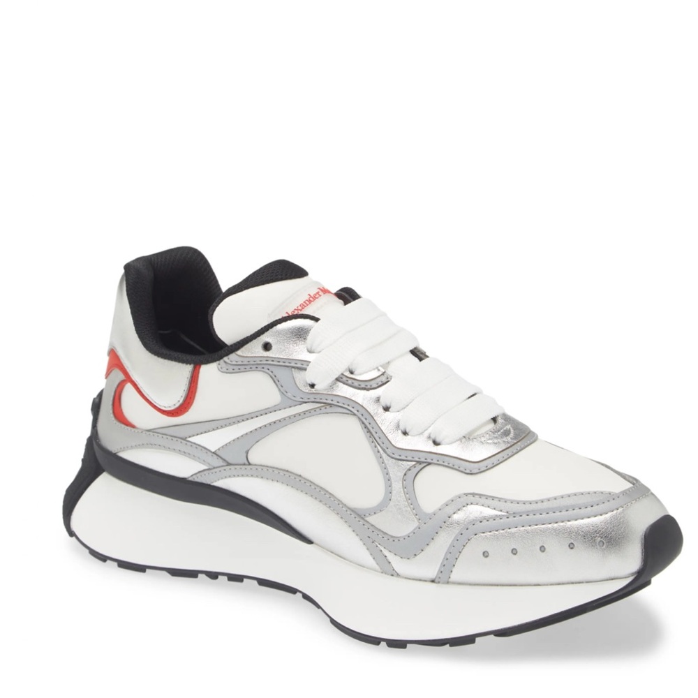 Alexander McQueen White and Silver Sneakers